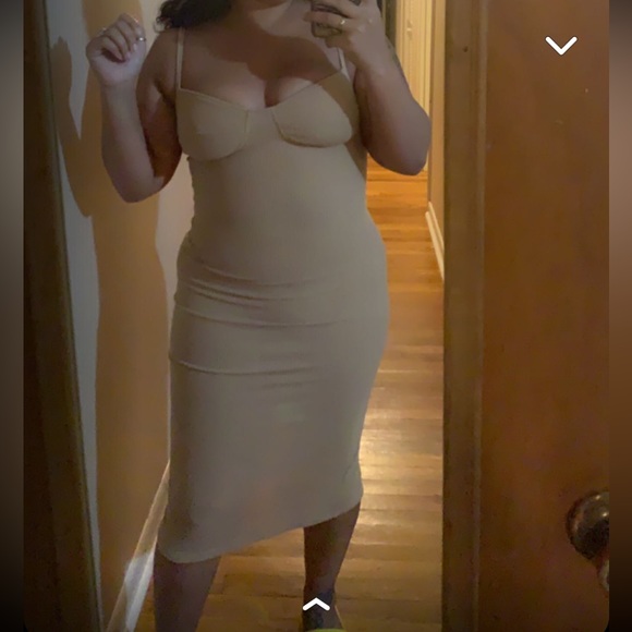 RARE JLUXLABEL - Tan Woven Textured Bustier Dress - M - Picture 4 of 4